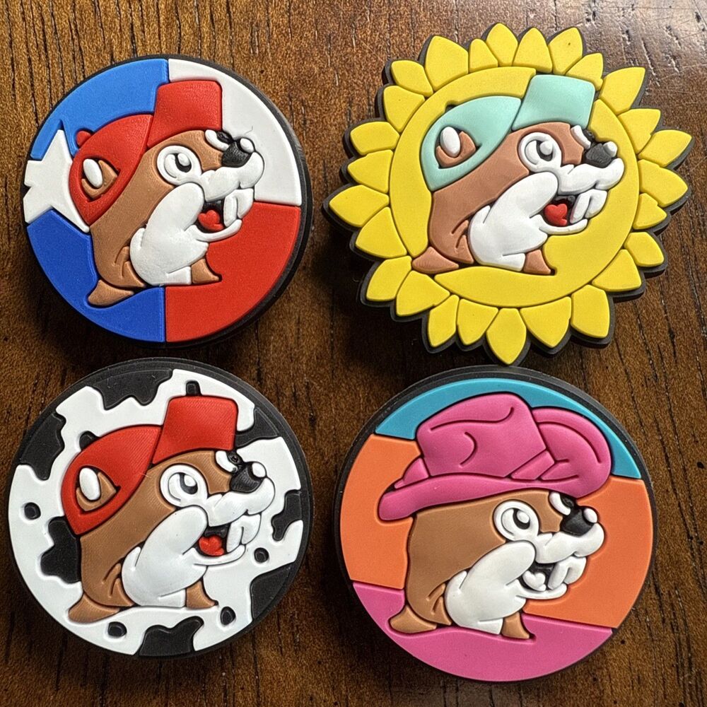 NEW Qty 4 Buc-ee's For Clogs Shoe Charms  Bucees Beaver Gas Station bags Texas